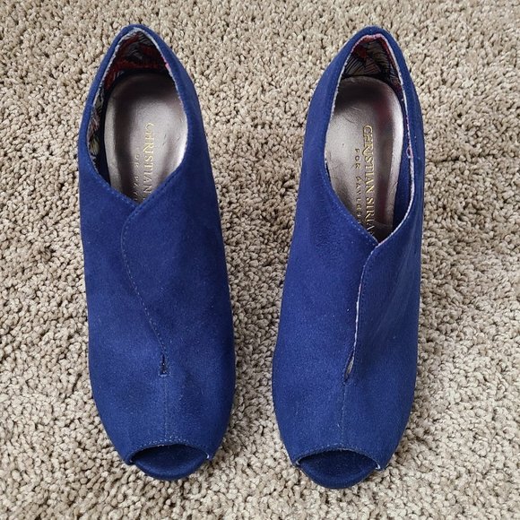 Blue Faux Suede Bootie 5 - Picture 2 of 7